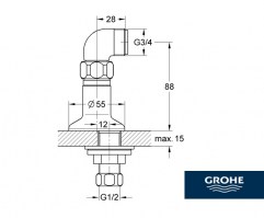 MEDIDAS CONEXION DE SOPORTE GROHE